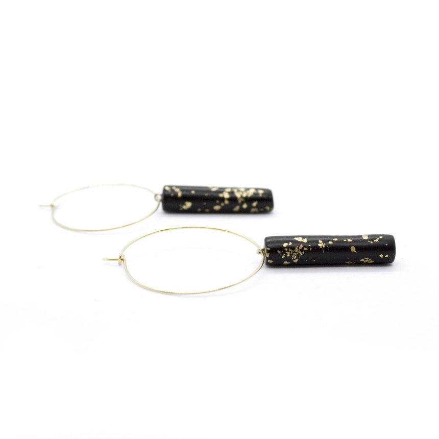ORECCHINI CERCHIO CIONDOLO NERO SPECKS