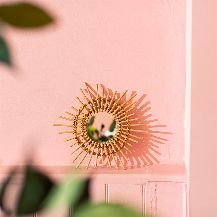MINI SPECCHIO IN RATTAN